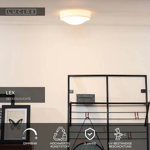 Lucide LEX - Deckenleuchte - Ø 25 cm - 1xE27 - Weiß - USP